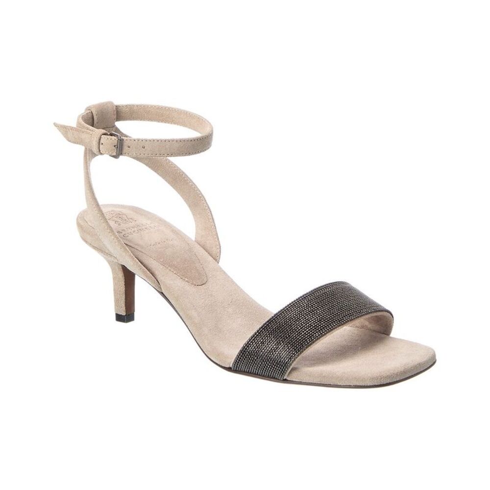 Brunello Cucinelli Suede Sandal, Beige